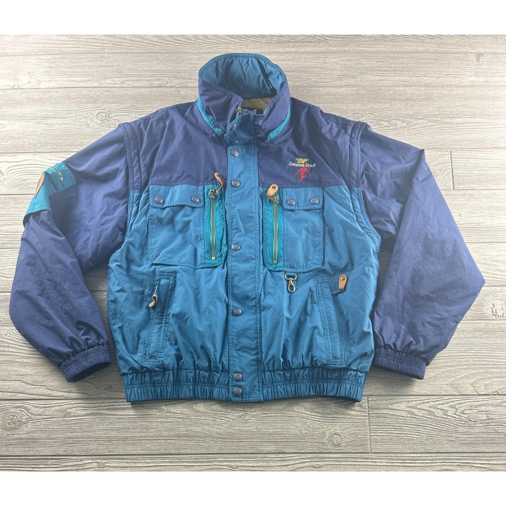 Marker Quality Actionwear Vintage Colorblock Jacket Miller Genuine Draft Blue XL